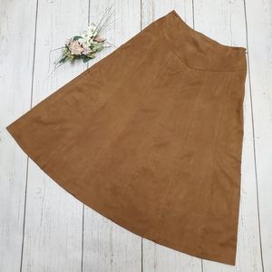 NWT Coldwater Creek Faux Suede Seamed Skirt Brown
